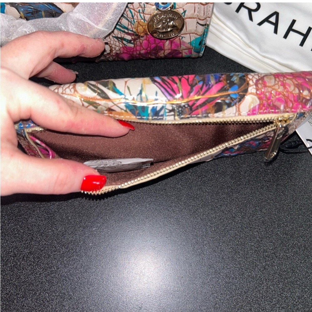 Brahmin Melbourne Croc Embossed Multicolor Floral Satchel and Wallet Set - Picture 6 of 6